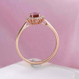 2ct Oval Cut Pink Ruby Engagement Ring Diamond Halo Solitaire 14k Rose Gold Over