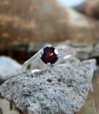 1ct Engagement Ring Round Red Garnet Bypass Solitaire 14k White Gold Finish