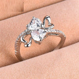 2.5ct Heart Cut Diamond Engagement Ring 14k White Gold Finish Heart Shape Bypass