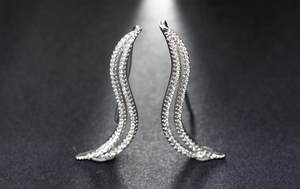 2ct Round Cut VVS1 Diamond Caterpillar Shape Drop Earrings 14k White Gold Finish