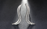 2ct Round Cut VVS1 Diamond Caterpillar Shape Drop Earrings 14k White Gold Finish