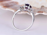 2ct Oval Cut Purple Amethyst Floral Design Engagement Ring 14k White Gold Finish