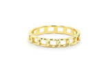 Cuban Link Open Chain Women Wedding Ring Band 14k Yellow Gold Finish