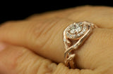 1.5ct Round Cut Diamond Engagement Ring 14k Rose Gold Finish Halo Unique Design