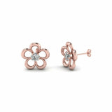 0.1ct Round Cut VVS1 D Diamond Flower Stud Earrings 14k White Rose Gold Finish