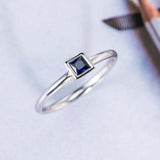 0.5ct Princess Cut Blue Sapphire Engagement Ring Solitaire 14k White Gold Finish