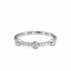 0.9ct Round Cut Diamond Wedding Band Bezel Set Stackable 14k White Gold Finish