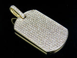 3.5ct Round Cut VVS1 Diamond Iced Out DogTag Charm Pendant 14k YellowGold Finish