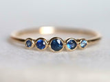 1ct Wedding Ring Band Round Cut Blue Sapphire Minimalist 14k Yellow Gold Finish