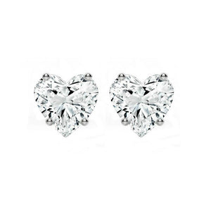 1.5ct Heart Cut Diamond Elegant Solitaire Stud Earrings 14k White Gold Finish