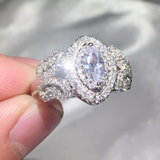 2.9ct Marquise Cut Diamond Engagement Ring 14k White Gold Finish Halo Cluster