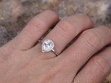 1ct Pear Cut Diamond Cluster Solitaire Engagement Ring 14k White Gold Finish