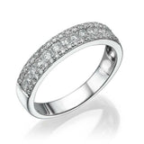 2ct Round Cut Diamond Wedding Band Three Row Half Eternity 14k White Gold Finish