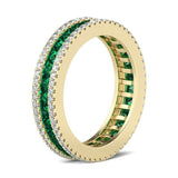 4Ct Princess Cut Green Emerald Gatsby Eternity Wedding Band 14K Yellow Gold Over