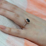 2.5ct Oval Cut Black Diamond Engagement Ring Halo Bridal Set 14k Rose Gold Over