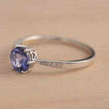 1.2ct Round Blue Tanzanite Engagement Ring Diamond Accents 14k White Gold Finish