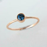 1ct Round Blue Sapphire Engagement Ring Bezel Set Solitaire 14k Rose Gold Finish