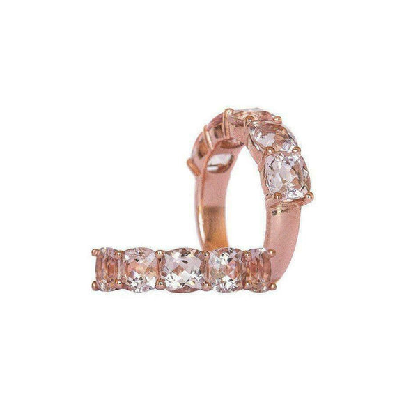 2.75ct Cushion Cut Peach Morganite Wedding Band Anniversary 14k Rose Gold Finish