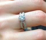 1.6ct Engagement Ring Round Cut Diamond Split Shank 14k White Gold Finish