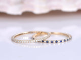 1.1ct Round Cut Blue Sapphire Wedding Band Engagement Ring 14k Rose Gold Finish