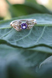 1ct Round Cut Amethyst Engagement Ring Floral Petal Leaf 14k Yellow Gold Finish