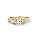 2.4ct Engagement Ring Round Cut Diamond Split Shank Halo 14k Yellow Gold Finish