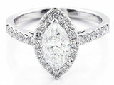 1.5ct Marquise Cut Diamond Halo Solitaire Engagement Ring 14k White Gold Finish