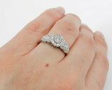 3Ct Round Diamond Cluster Milgrain Vintage Engagement Ring 14K White Gold Finish