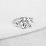 3ct Round Cut Diamond Engagement Ring Solitaire Trilogy 14k White Gold Finish