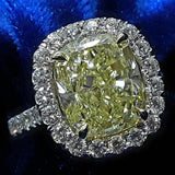 5Ct Cushion Cut Yellow Sapphire Vintage Halo Solitaire Ring 18K White Gold Over