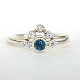 1.2ct Round Cut London Blue Topaz Engagement Ring Bridal Set 14k White Gold Over