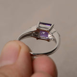 2ct Asscher Cut Purple Amethyst Trilogy Engagement Ring 18k White Gold Finish