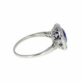 2ct Cushion Cut Blue Sapphire Engagement Ring Diamond Halo 14k White Gold Finish