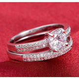 4.5Ct Round Cut Diamond Bridal Set Two Row Accent Ring Band 14K White Gold Over