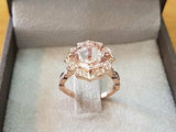 2ct Cushion Cut Peach Morganite Solitaire Engagement Ring 14k Rose Gold Finish