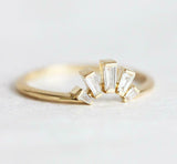 1ct Baguette Cut VVS1 Diamond Engagement Ring Crown Design 14k YellowGold Finish