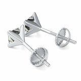 Screw Back Stud Earrings 1.5ct Princess Cut VVS1D Diamond 14k White Gold Finish