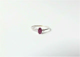 0.5ct Engagement Ring Oval Cut Pink Ruby Minimalist Trilogy 14k White Gold Over