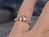 1.5ct Round Peach Morganite Engagement Ring 14k RoseGold Finish Accent Solitaire