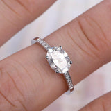 Solitaire Promise Engagement Ring 1ct Oval Cut Diamond 14k White Gold Finish