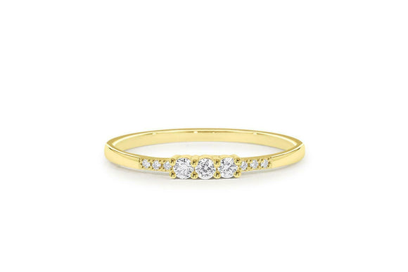 Trilogy Minimal Engagement Ring 0.75ct Round Cut Diamond 14k Yellow Gold Finish