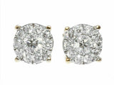 0.33ct Round Cut VVS1D Diamond Halo Floral Stud Earrings 14k Yellow Gold Finish