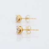 1ct Stud Earrings Round Cut Yellow Citrine Halo Design 14k Yellow Gold Finish