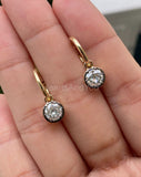 1ct Round Cut Moissanite Bezel Set Huggies Women Earrings 14k Yellow Gold Plated