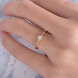 Antique Minimalist Engagement Ring 1ct Round Cut Diamond 14k Rose Gold Finish