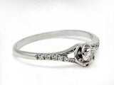 Floral Solitaire with Accents Ring 1.5ct Round Cut Diamond 14k White Gold Finish