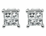 0.5ct Princess Cut  Diamond Elegant Square Stud Earrings 14k White Gold Finish