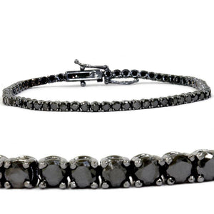 20Ct Round Sparkle Black Diamond Hip Hop Tennis Bracelet 14K Black Gold Finish