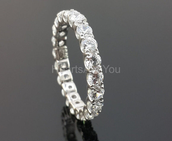 2ct Round Cut Moissanite Iced Full Eternity Wedding Band 14k White Gold Plated