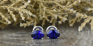 2ct Oval Cut Blue Sapphire Solitaire Women Stud Earrings 14k White Gold Finish